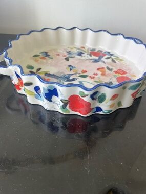 Anthropologie Avian Canopy Floral Bird Baking / Serving Dish – Never Used